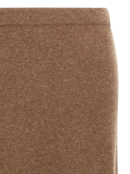 Skirt by Max Mara for women in polyamide & cashmere gray features a sublime silhouette, showcasing the sublime design of the Women's Wrap Flared Polyamide & Cashmere Midi Skirt in a sophisticated midi.