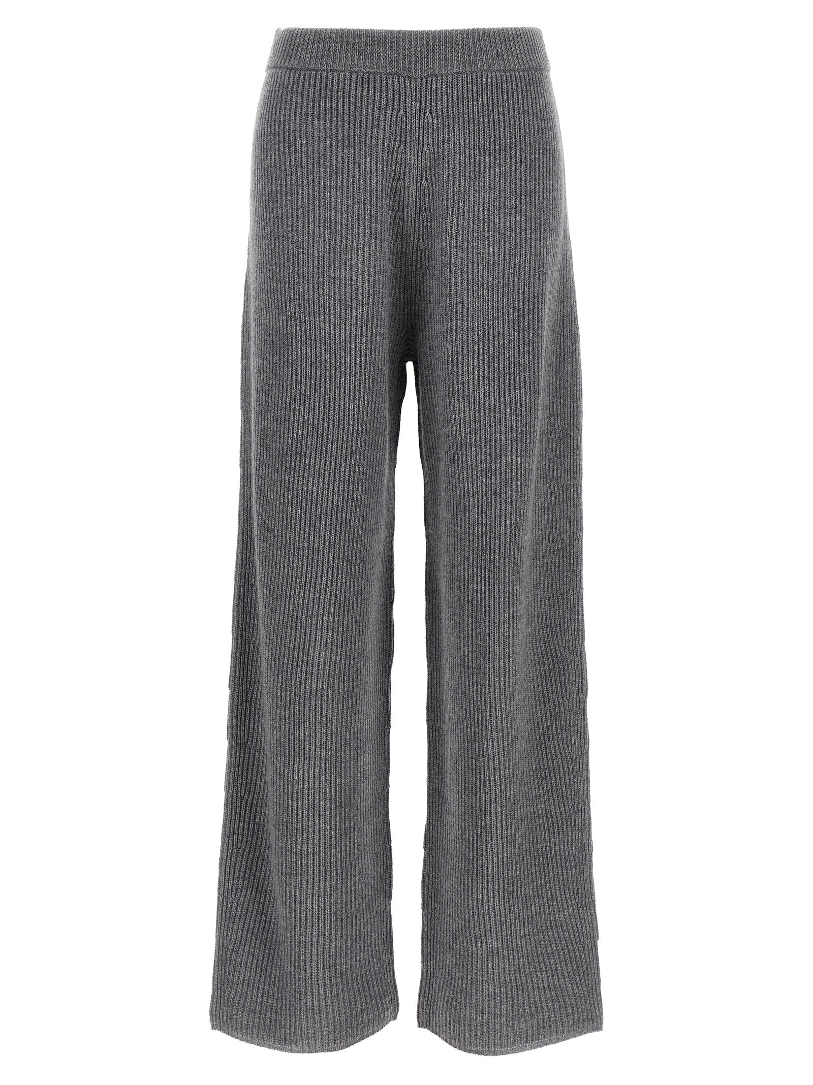 Trousers by Sportmax for women in cashmere gray presents a perennial silhouette, meticulously tailored with a straight-leg & wide cut, long finish, and an elegant .