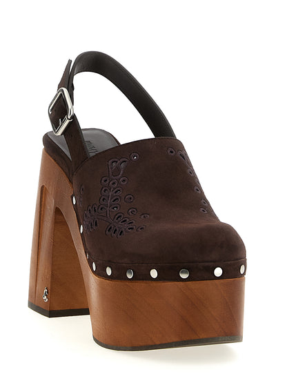 Jimmy Choo Women's Plastic Suede Leather High-Heel Platform Slingback Pumps Heels - Brown