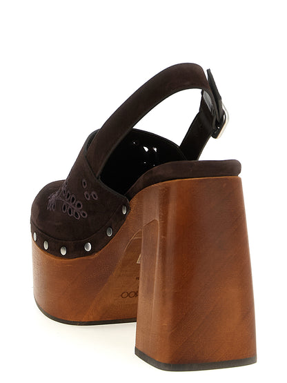 Jimmy Choo Women's Plastic Suede Leather High-Heel Platform Slingback Pumps Heels - Brown