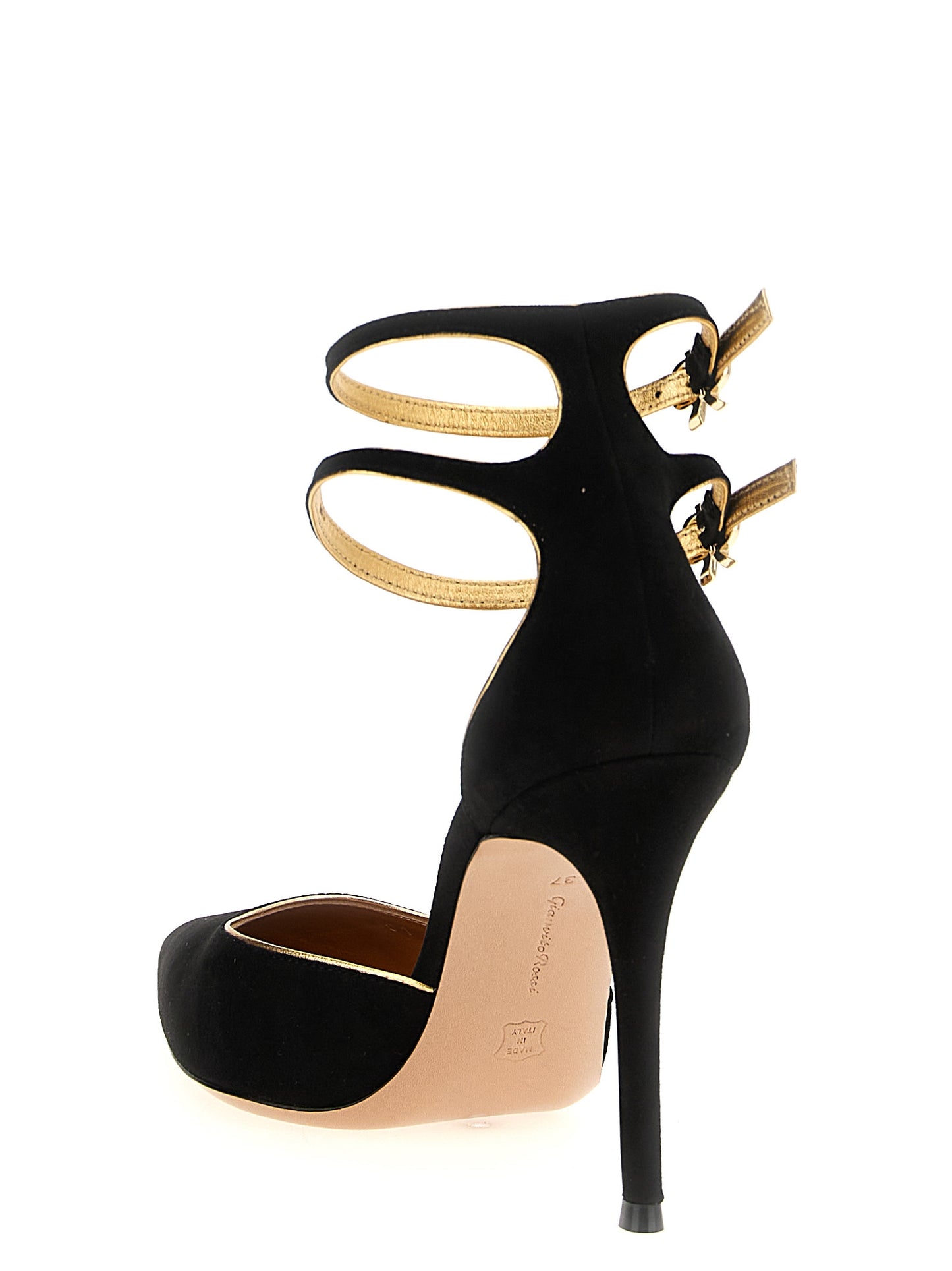 High-Heel Stiletto Ankle Strap Pumps Heels by Gianvito Rossi for women in bos taurus suede leather and black showcases a effortlessly elegant silhouette as Ribbon Women's Bos Taurus Suede Leather High-Heel Stiletto Ankle Strap Pumps Heels, featuring a effortlessly elegant stiletto high-heel and a effortlessly elegant pointed toe style for an elegant look.