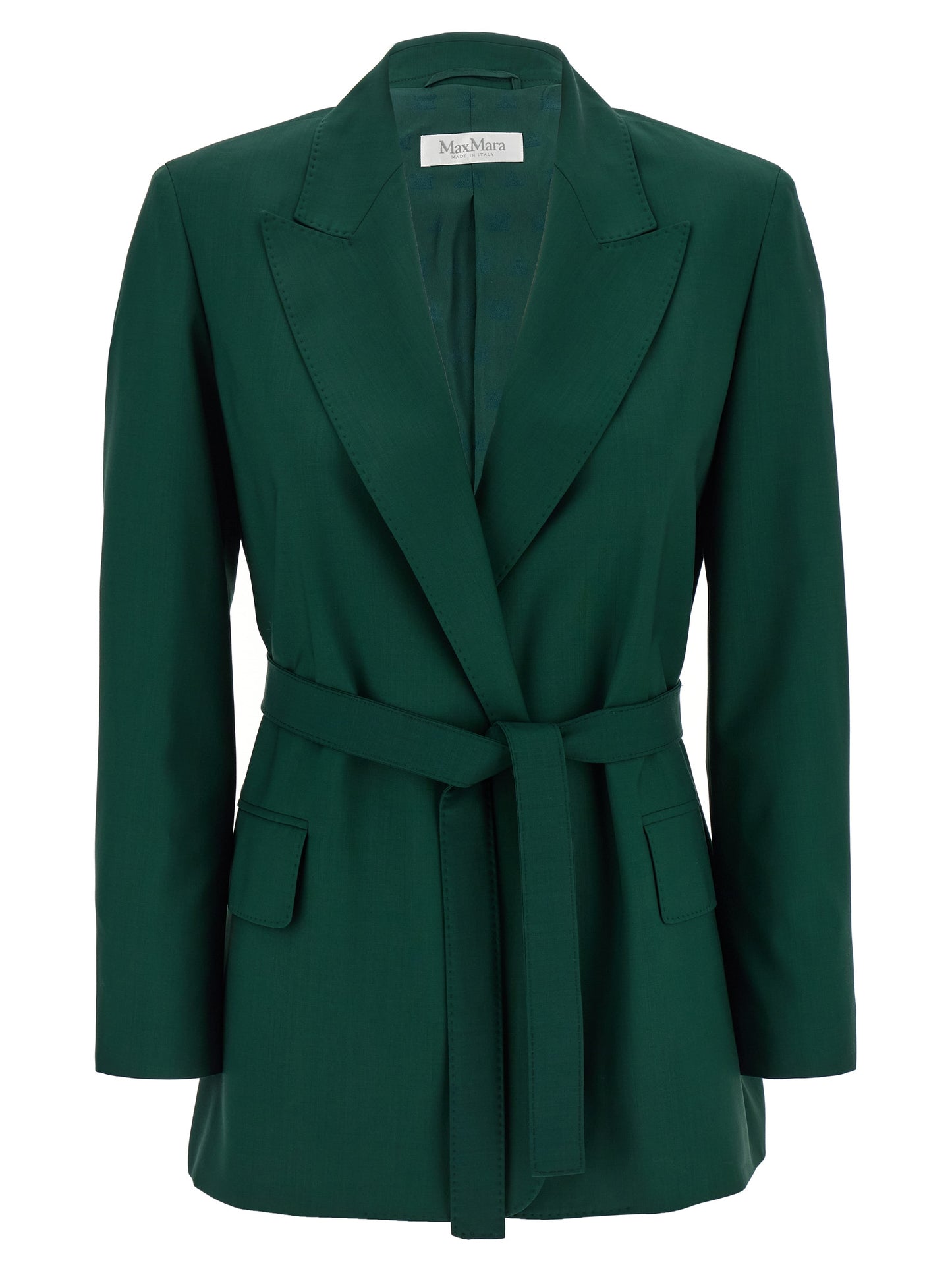 Blazer by Max Mara for women in virgin wool bicolour, green & monogram features an stylish silhouette, showcasing a sophisticated split neckline and stylish for a truly stylish finish.
