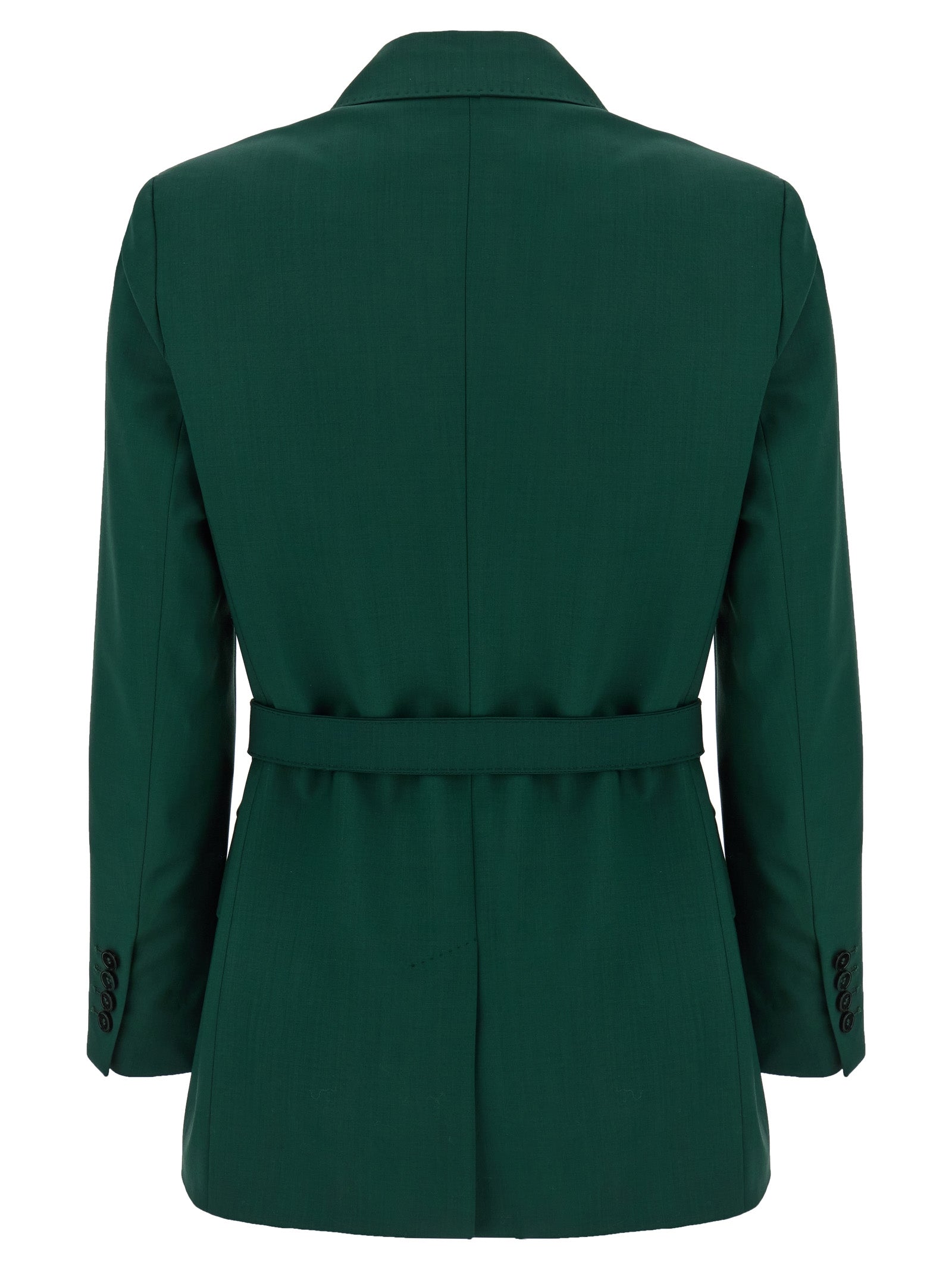 Blazer by Max Mara for women in virgin wool bicolour, green & monogram presents a distinguished silhouette, detailed with a distinguished split neckline and distinctive for a truly sophisticated finish.