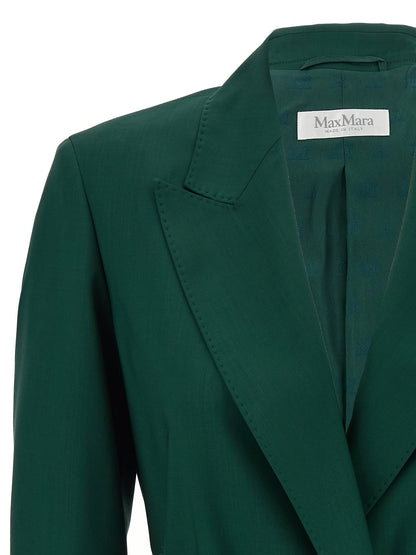 Blazer by Max Mara for women in virgin wool bicolour, green & monogram features an crisp silhouette with sophisticated and a crisp split neckline for a truly crisp finish.