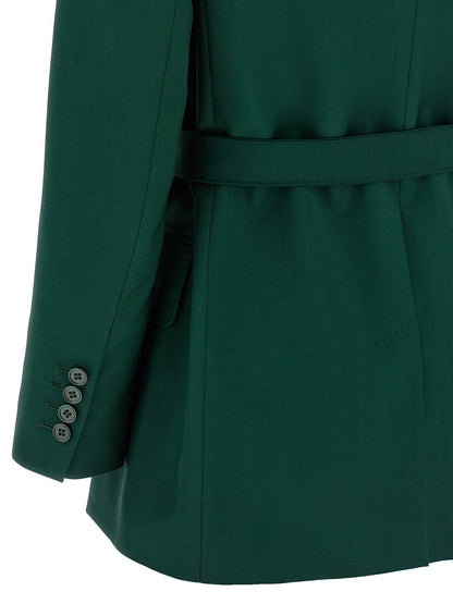 Blazer by Max Mara for women in virgin wool bicolour, green & monogram features an sartorial silhouette, showcasing a sophisticated and sartorial for a truly sartorial finish.