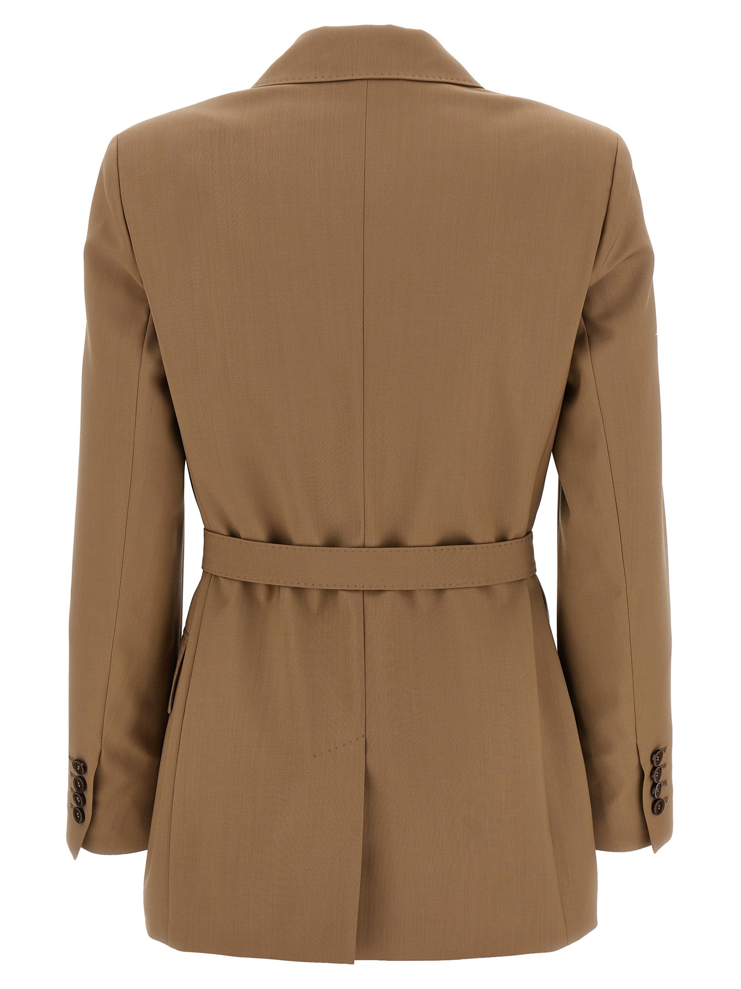 This Blazer by Max Mara for women in virgin wool brown presents a tailored silhouette, meticulously tailored with a tailored split neckline and distinctive for a tailored finish.