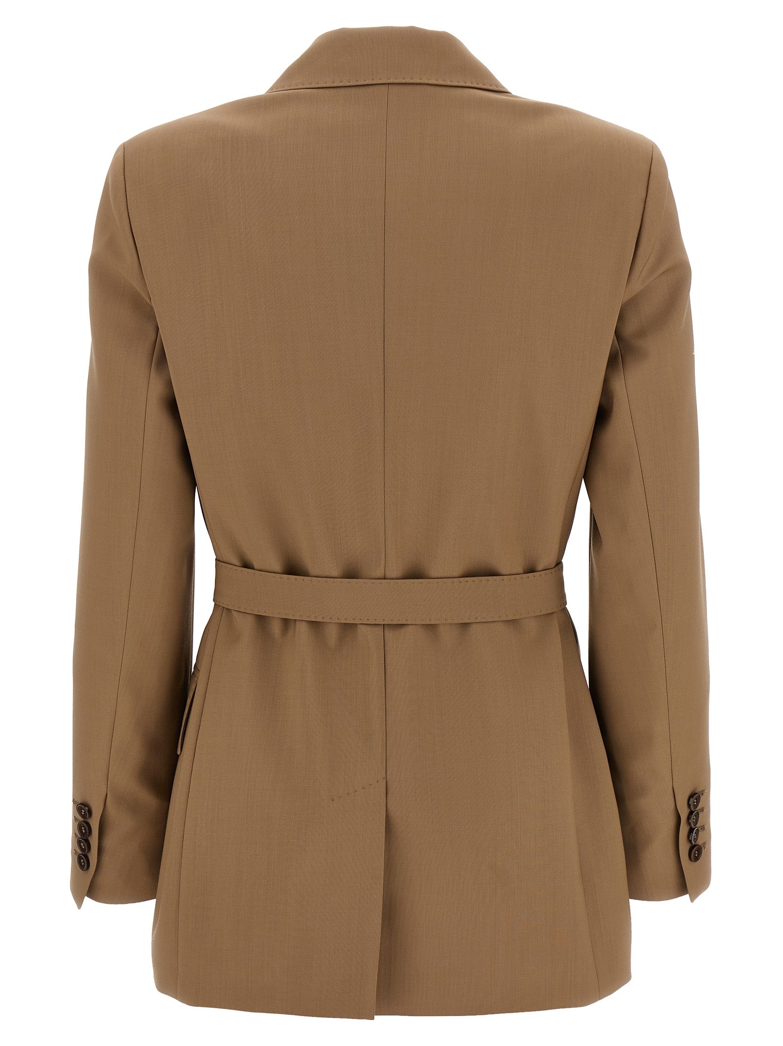 This Blazer by Max Mara for women in virgin wool brown presents a tailored silhouette, meticulously tailored with a tailored split neckline and distinctive for a tailored finish.