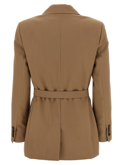 This Blazer by Max Mara for women in virgin wool brown presents a tailored silhouette, meticulously tailored with a tailored split neckline and distinctive for a tailored finish.