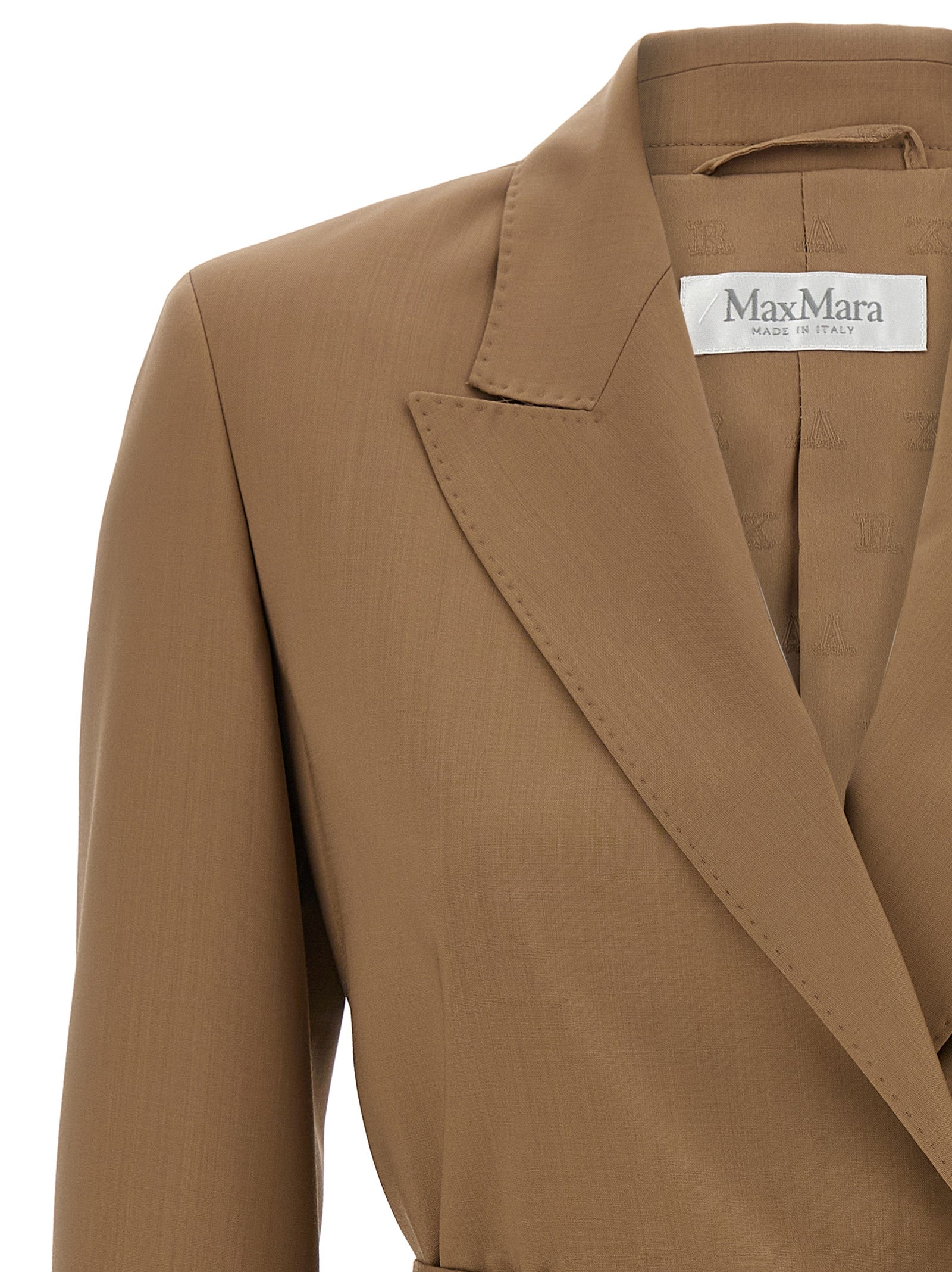 Blazer by Max Mara for women in virgin wool brown features an crisp silhouette with sophisticated and a crisp split neckline for a truly crisp finish.