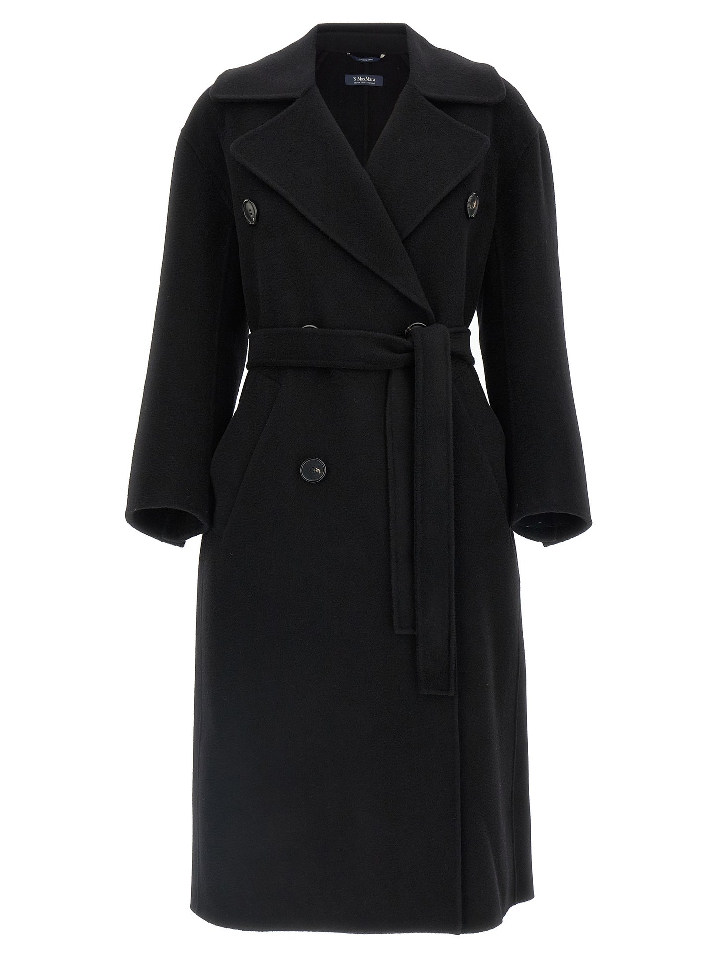 S Max Mara Black Virgin Wool Coat