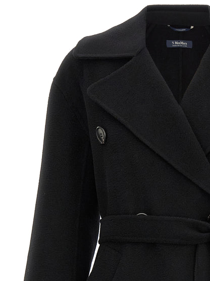 S Max Mara Black Virgin Wool Coat