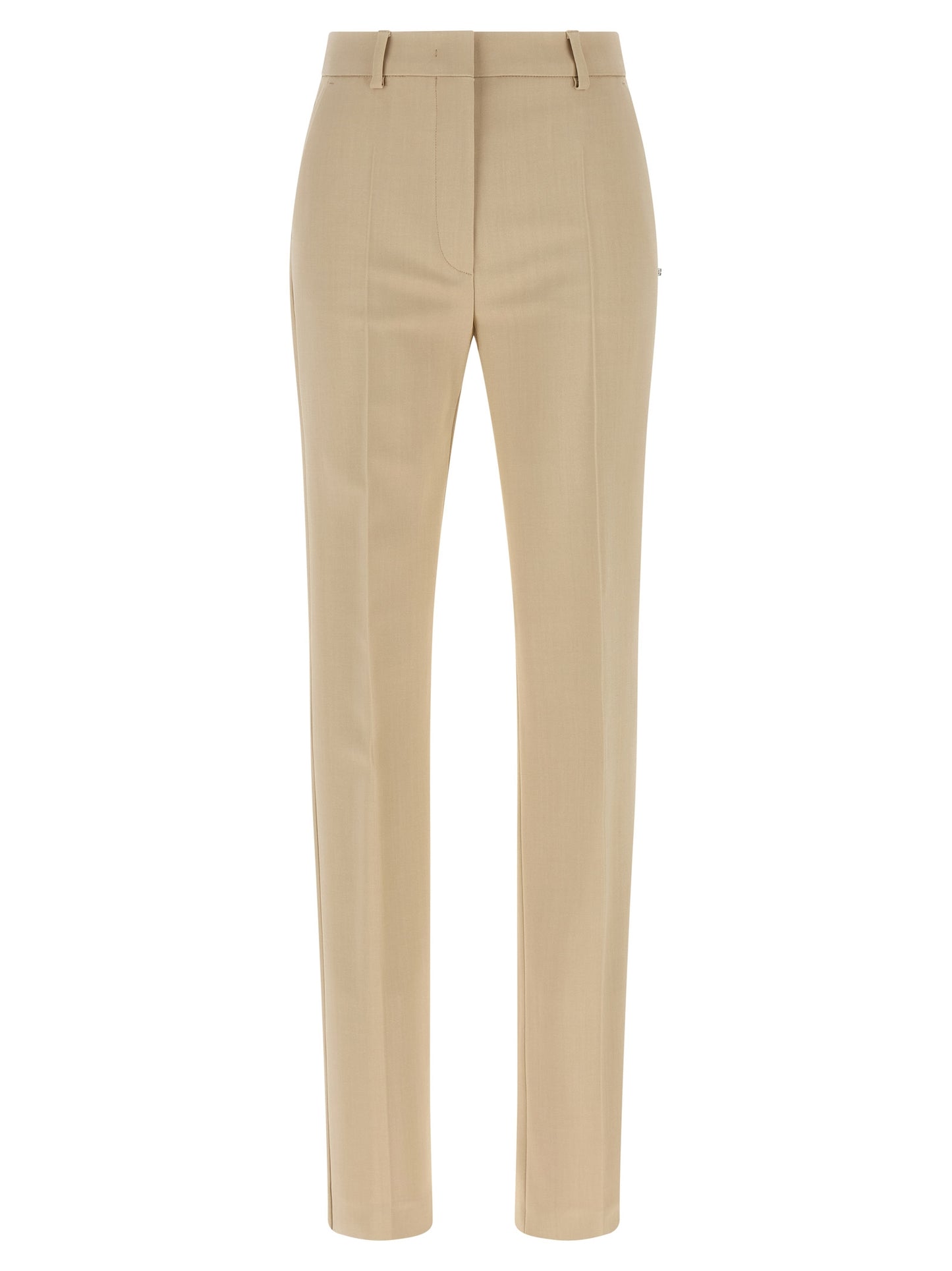 Trousers by Sportmax for women in stretch viscose beige features an on trend silhouette, showcasing a sophisticated cigarette with a long and low rise for an on trend finish.