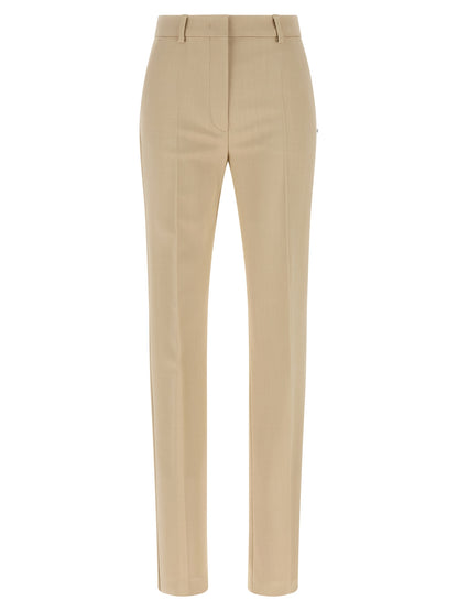 Trousers by Sportmax for women in stretch viscose beige features an on trend silhouette, showcasing a sophisticated cigarette with a long and low rise for an on trend finish.