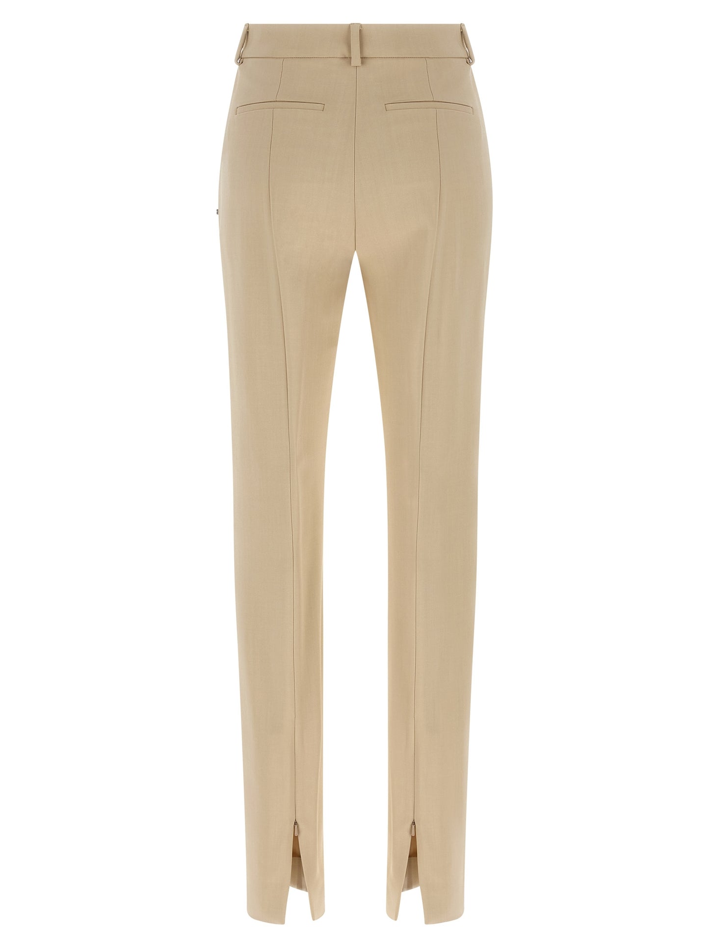 Trousers by Sportmax for women in stretch viscose beige features an sartorial silhouette, showcasing a precise cigarette and long with a sartorial low rise for a refined look.
