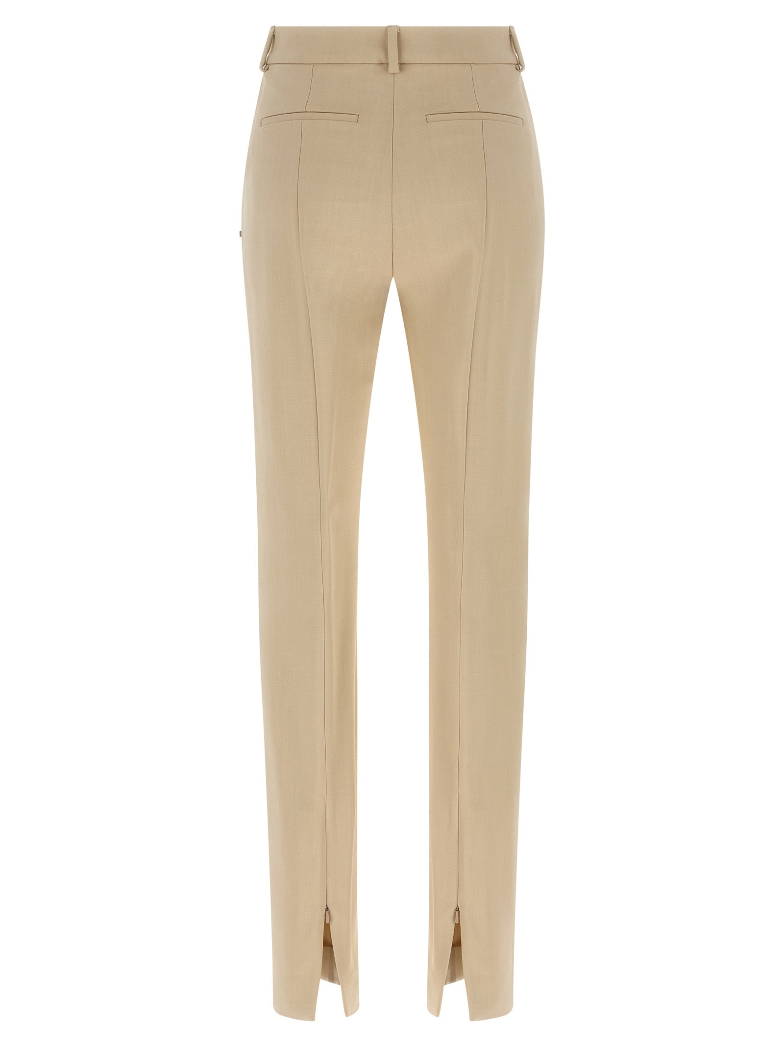 Trousers by Sportmax for women in stretch viscose beige features an sartorial silhouette, showcasing a precise cigarette and long with a sartorial low rise for a refined look.