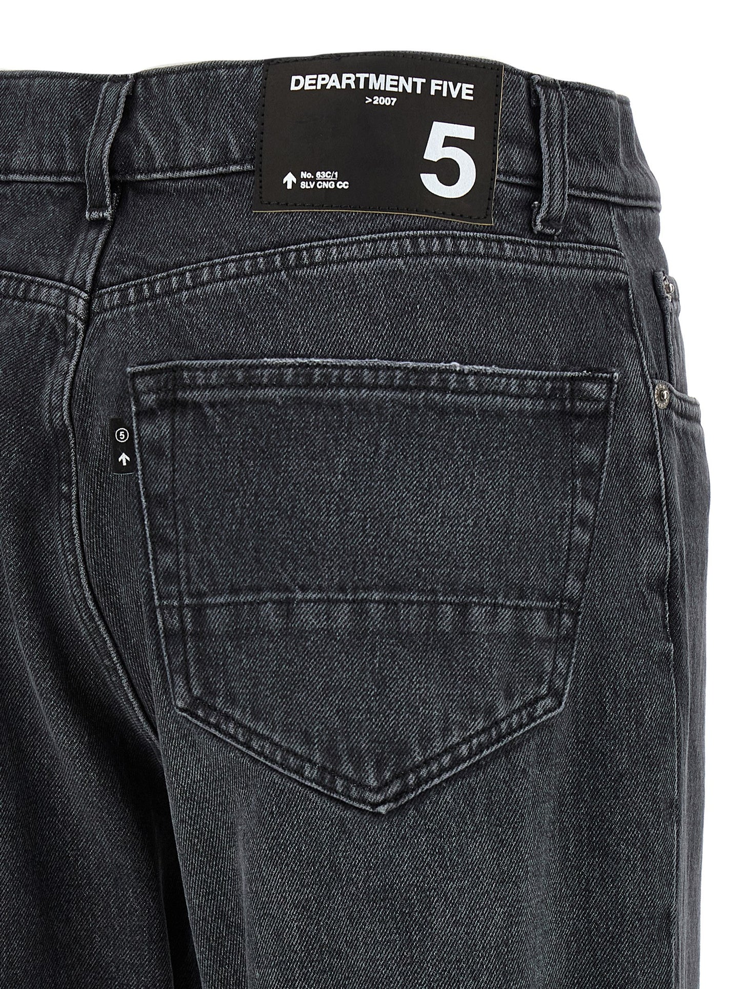 Jeans by Department 5 for men in stretch denim cotton black features a polished silhouette with a polished straight-leg & cropped, reaching a polished cropped and finished with a polished .