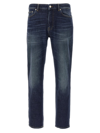 Jeans by Department 5 for men in stretch denim cotton blue features an sophisticated and straight-leg & regular-fit with a precise long, creating a sophisticated and sophisticated silhouette.