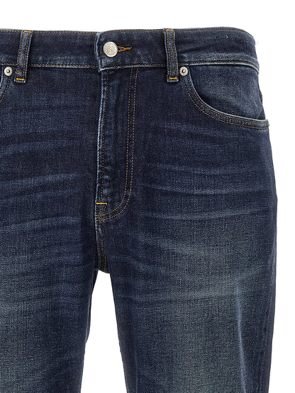 Jeans by Department 5 for men in stretch denim cotton blue presents a refined pantology silhouette, artfully defined by a refined pantology straight-leg & regular-fit, long, and a sophisticated .