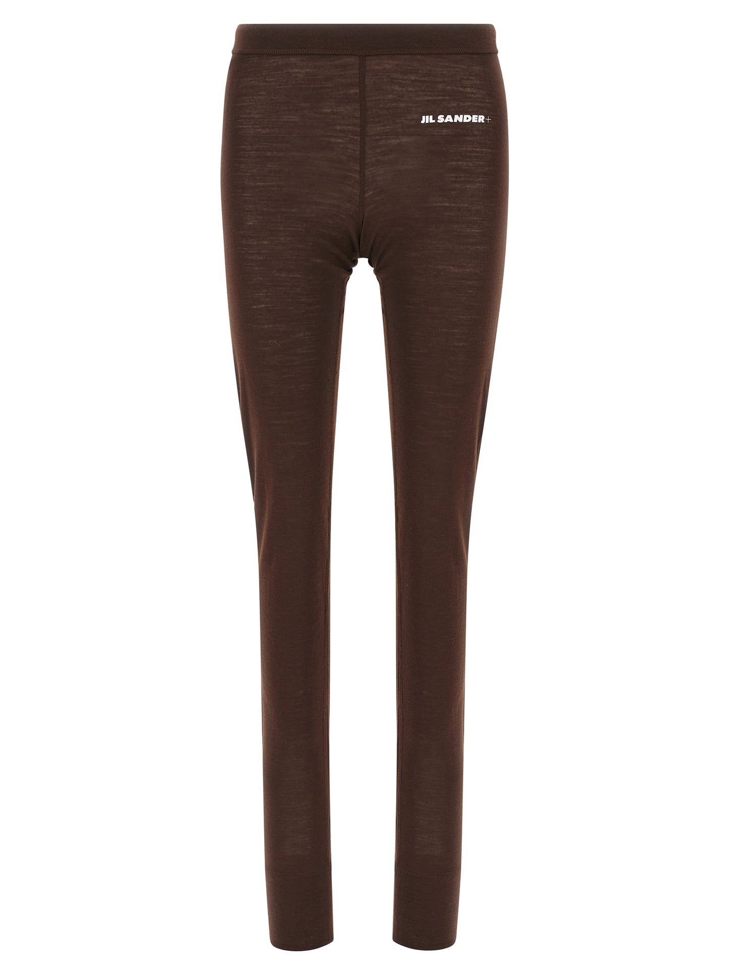 Activewear Leggings by Jil Sander for women in polyester & virgin wool bordeaux & print features a contemporary silhouette, showcasing advanced with a contemporary leggings, long, and .