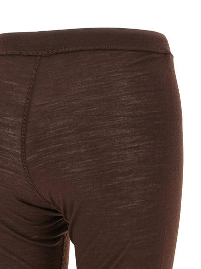 Activewear Leggings by Jil Sander for women in polyester & virgin wool bordeaux & print features a athletic leggings and with a long cut, showcasing technical for a athletic finish.