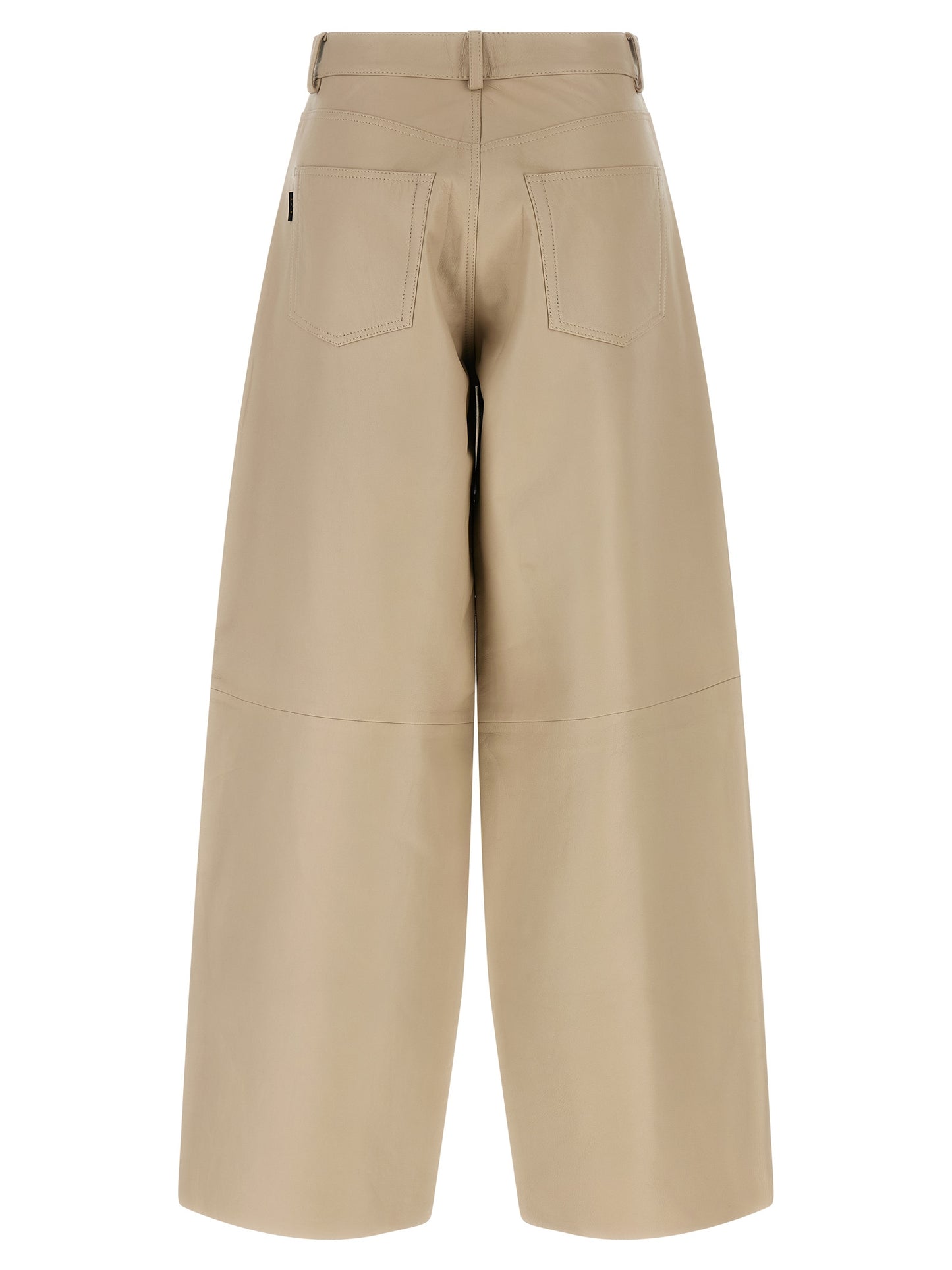 Pants by Haikure for women in lamb leather beige features a stylish silhouette with a stylish straight-leg & wide, long, and high rise.