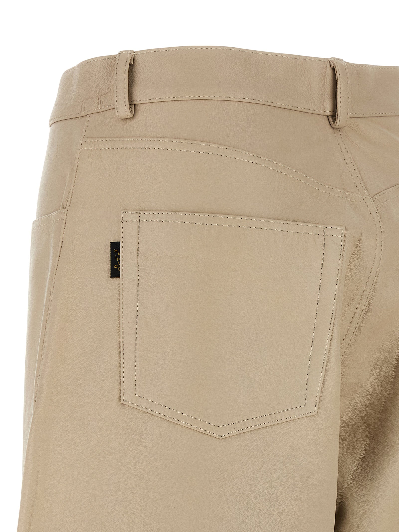 Pants by Haikure for women in lamb leather beige features an understated silhouette, showcasing a sophisticated straight-leg & wide and long with a refined high rise for an understated, polished aesthetic.