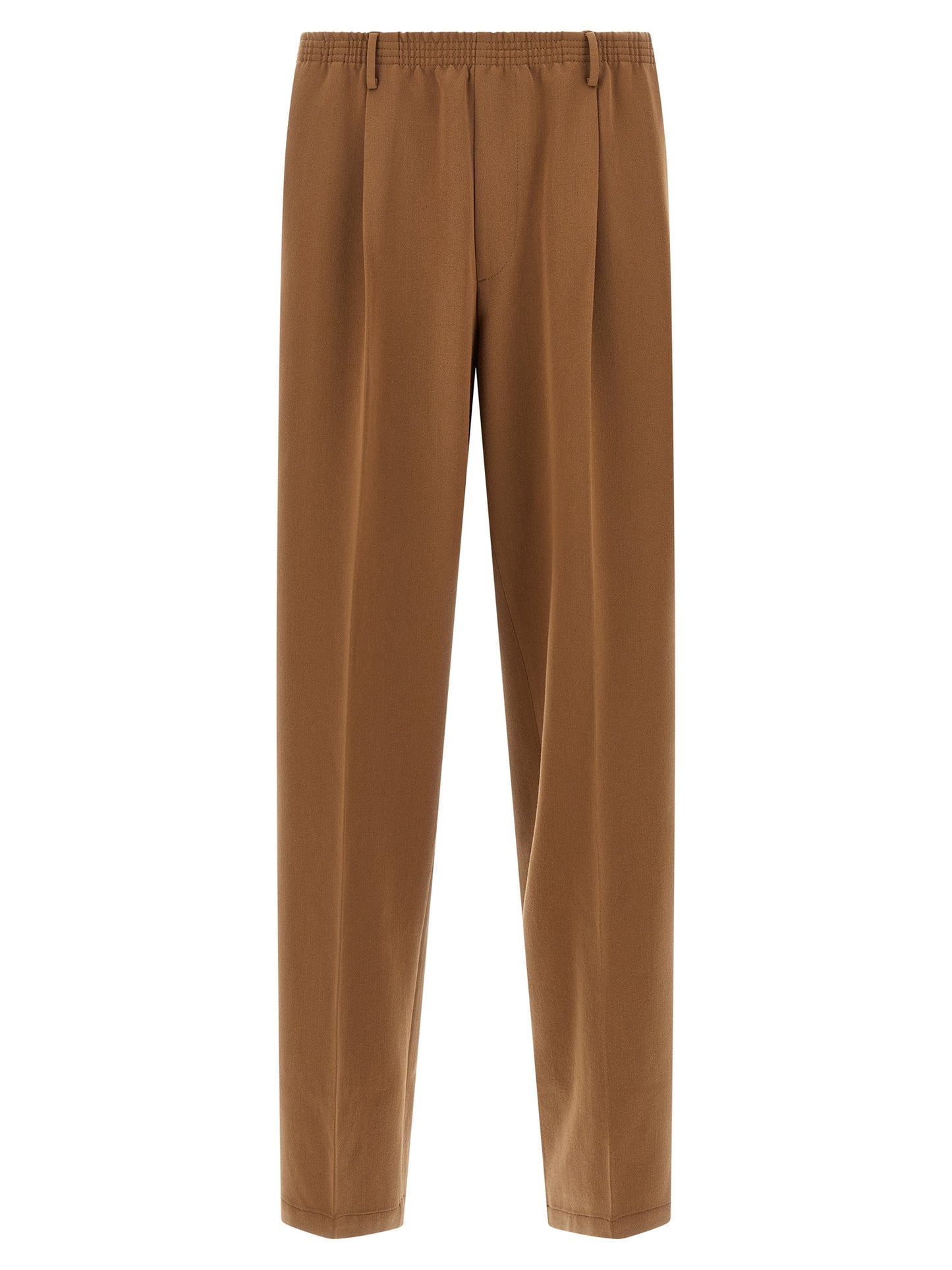 Trousers by CELLAR DOOR for men in stretch viscose polyester brown features an on trend silhouette, showcasing a sophisticated straight-leg with a long and for an on trend finish.