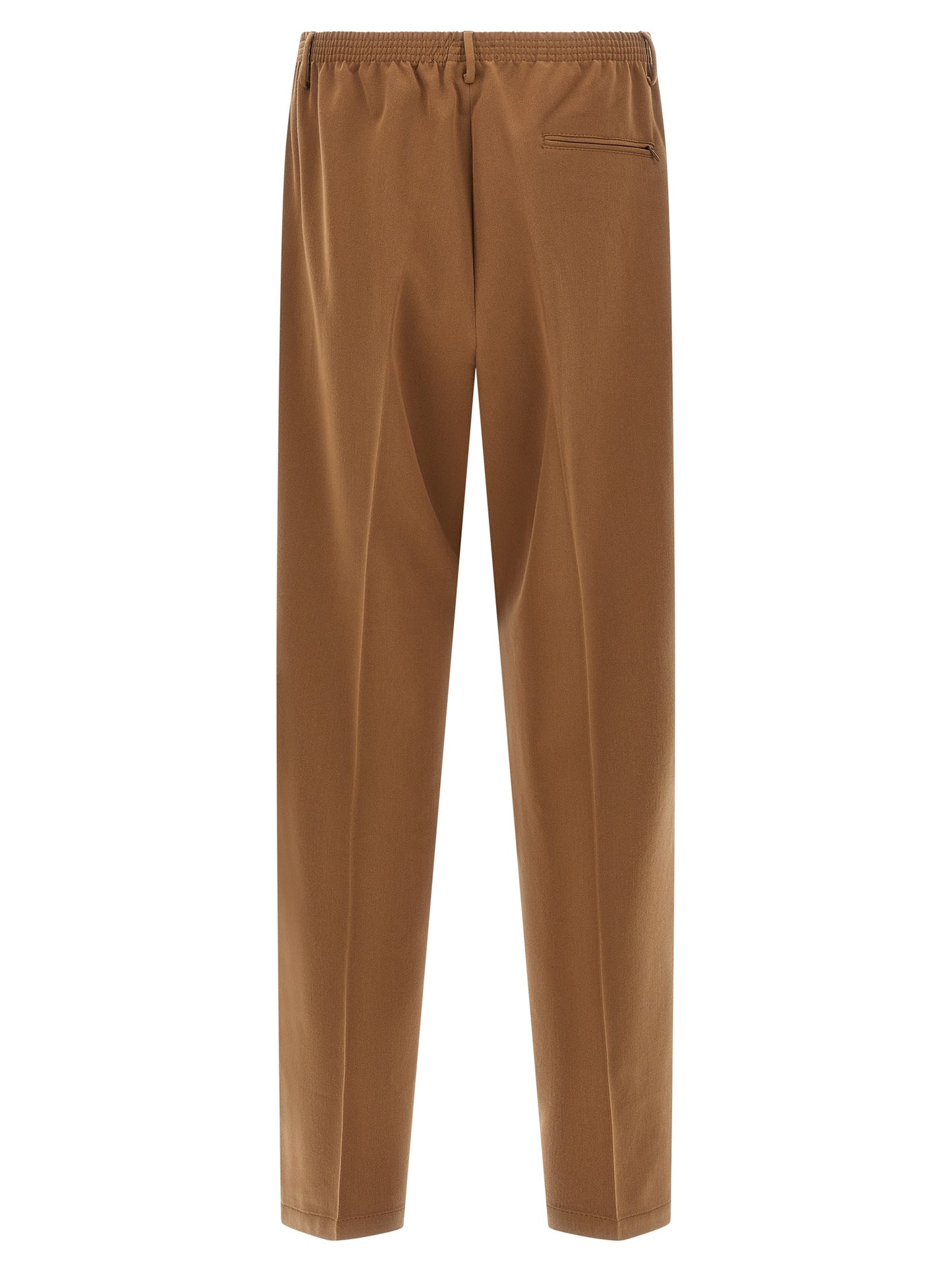 Trousers by CELLAR DOOR for men in stretch viscose polyester brown features a tailored silhouette with a tailored straight-leg, defined by its long and a sophisticated .