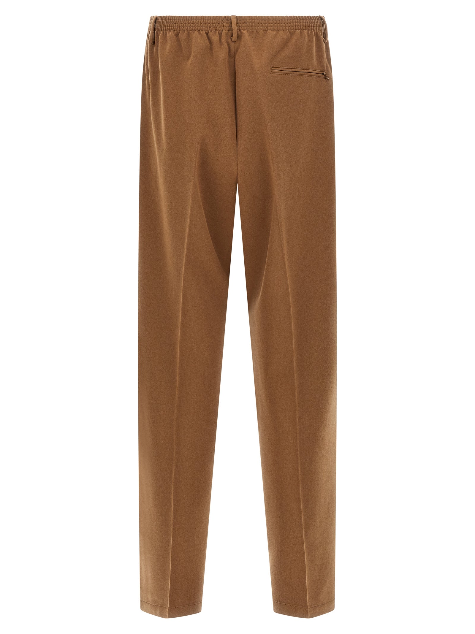 Trousers by CELLAR DOOR for men in stretch viscose polyester brown features a tailored silhouette with a tailored straight-leg, defined by its long and a sophisticated .