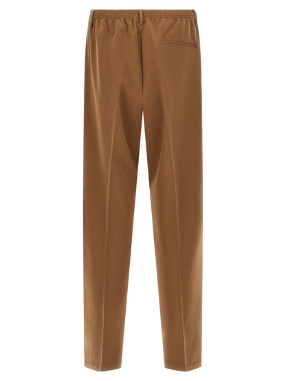 Trousers by CELLAR DOOR for men in stretch viscose polyester brown features a tailored silhouette with a tailored straight-leg, defined by its long and a sophisticated .