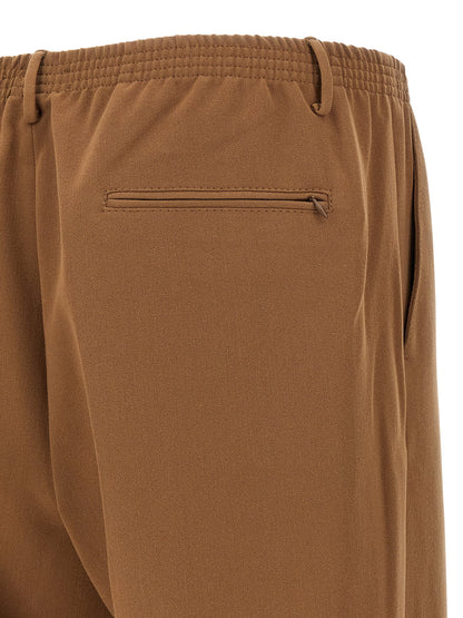 Trousers by CELLAR DOOR for men in stretch viscose polyester brown presents a smart silhouette, meticulously detailed with a smart straight-leg, a smart long, and a smart .