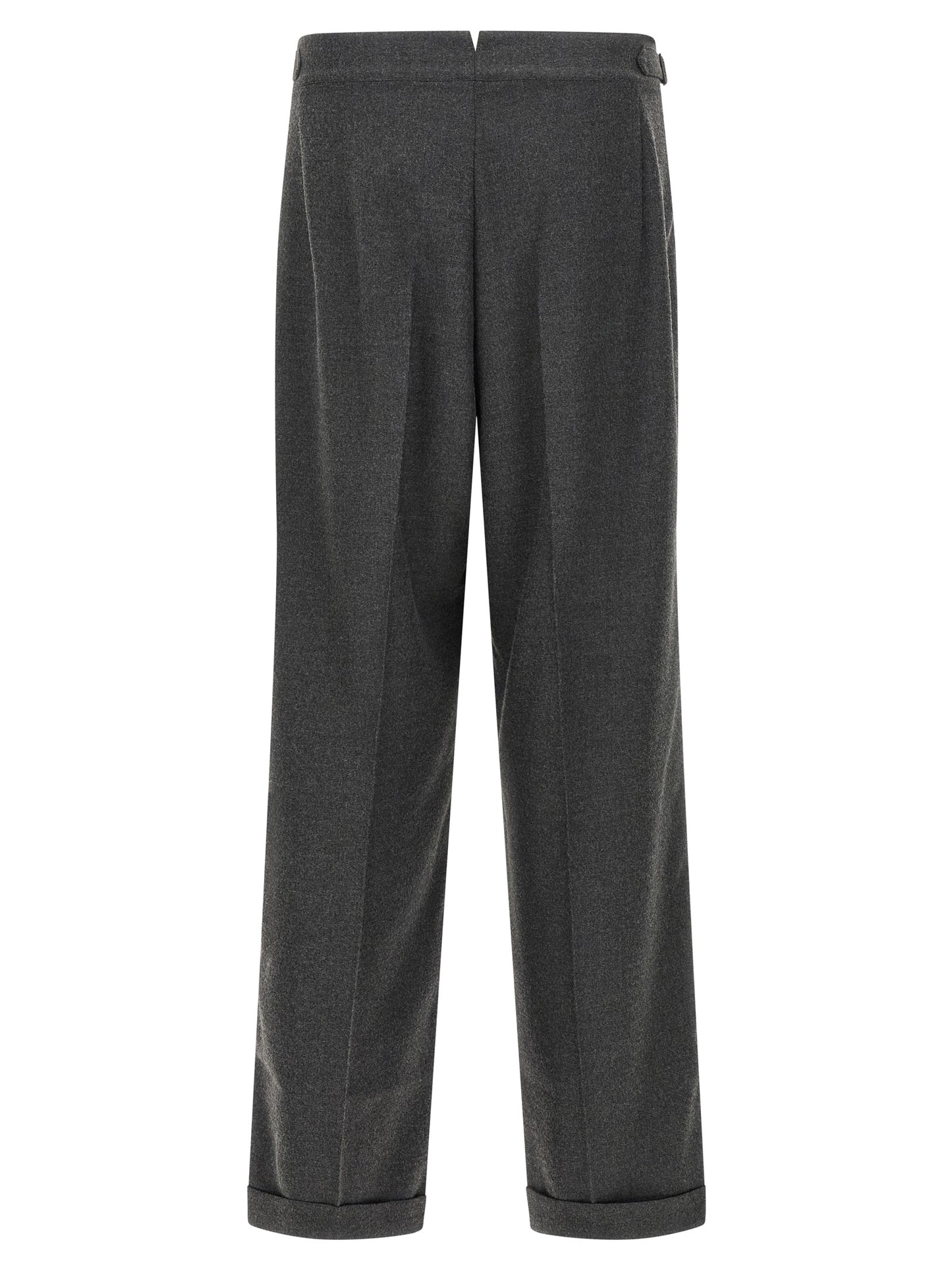Casual Pants by CELLAR DOOR for men in polyester & viscose gray presents a tailored silhouette, showcasing a tailored straight-leg and long cut with a refined for a truly tailored aesthetic.