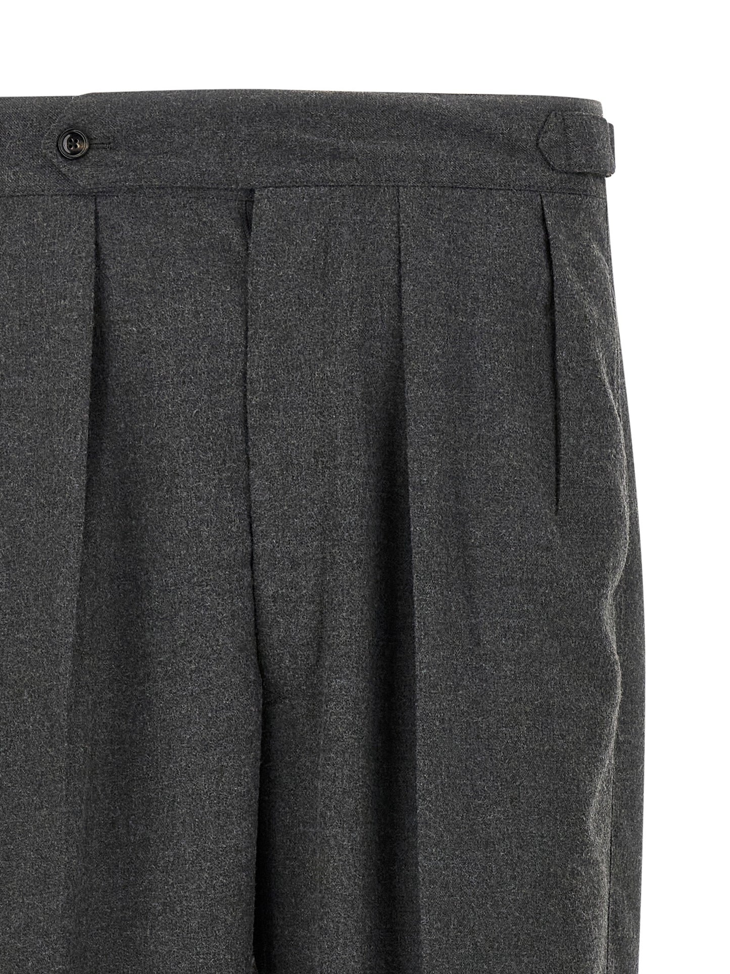 Casual Pants by CELLAR DOOR for men in polyester & viscose gray features a polished silhouette with a polished straight-leg, reaching a polished long and finished with a polished .