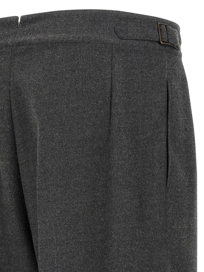 Casual Pants by CELLAR DOOR for men in polyester & viscose gray features an refined tailoring silhouette, showcasing a premium straight-leg with a and long cut for a refined tailoring look.
