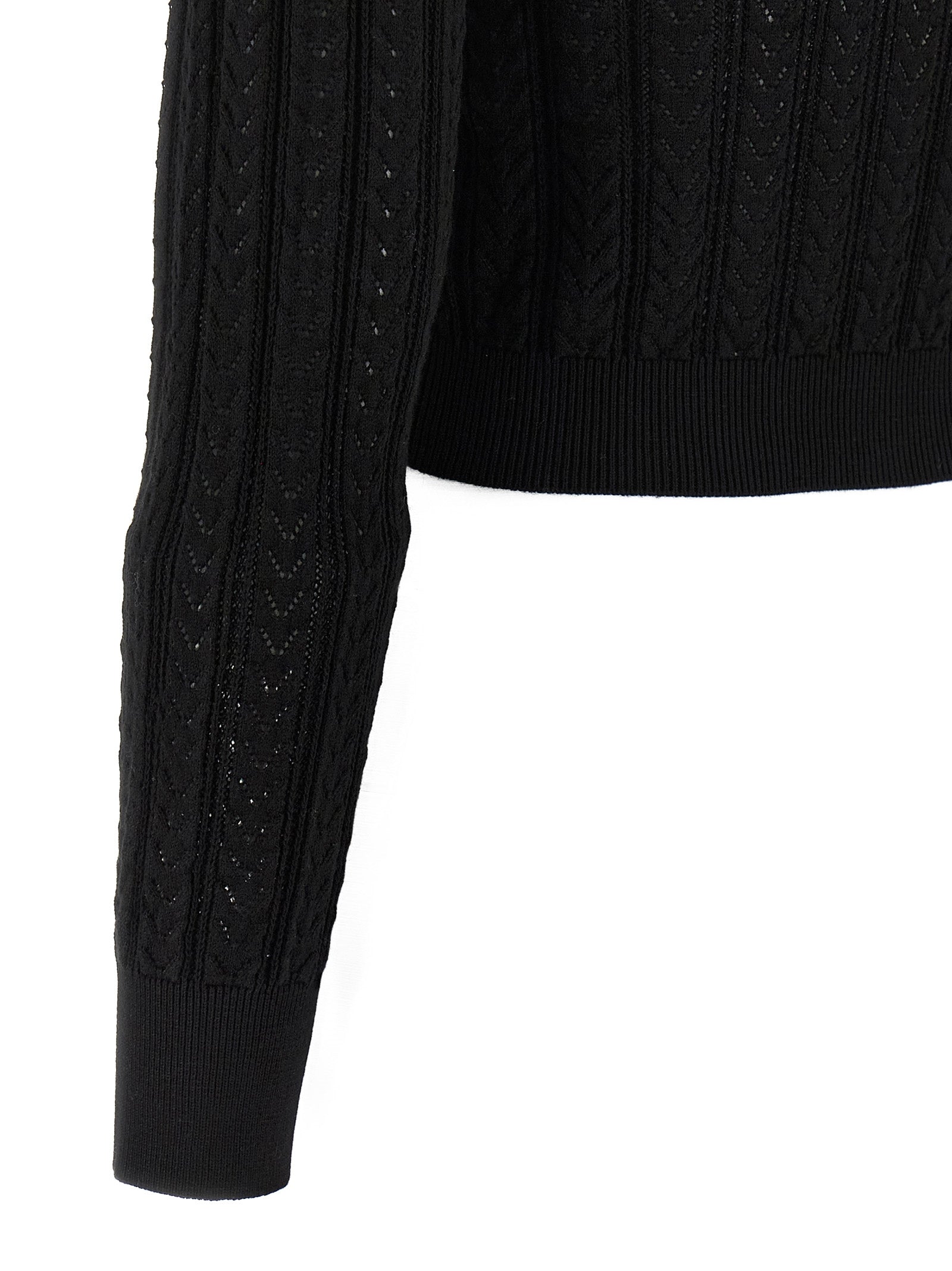 Cardigan by Alessandra Rich for women in cashmere cotton blend black features an impeccable silhouette, showcasing a sophisticated and detail for a truly impeccable finish.
