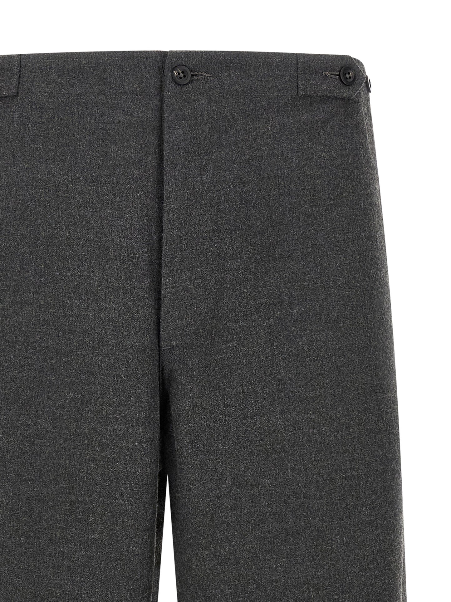 Trousers by CELLAR DOOR for men in polyester & viscose gray features a tailored silhouette with a tailored straight-leg, defined by its long and a sophisticated high rise.
