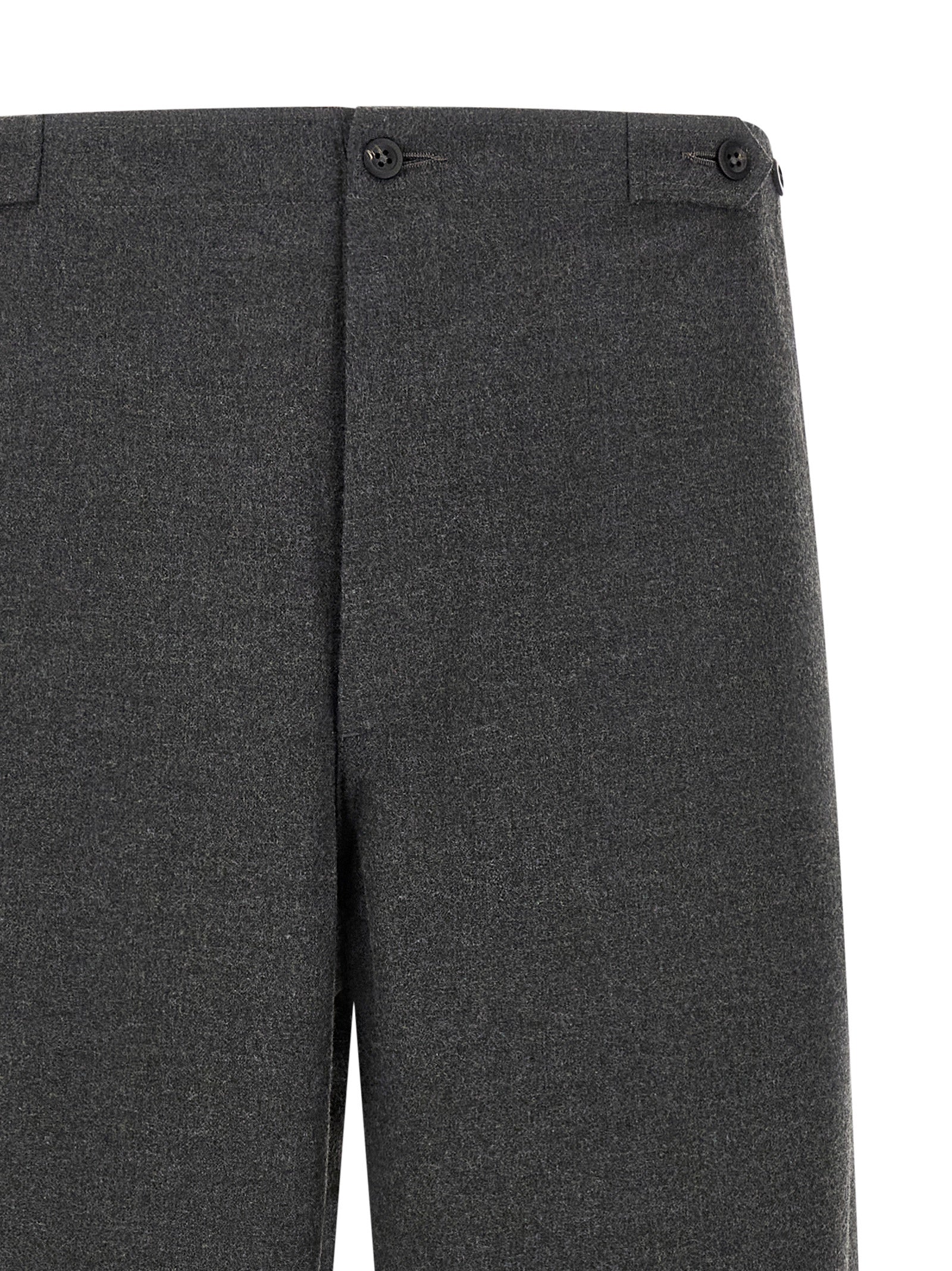 Trousers by CELLAR DOOR for men in polyester & viscose gray features a tailored silhouette with a tailored straight-leg, defined by its long and a sophisticated high rise.