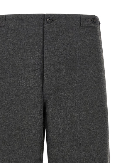 Trousers by CELLAR DOOR for men in polyester & viscose gray features a tailored silhouette with a tailored straight-leg, defined by its long and a sophisticated high rise.