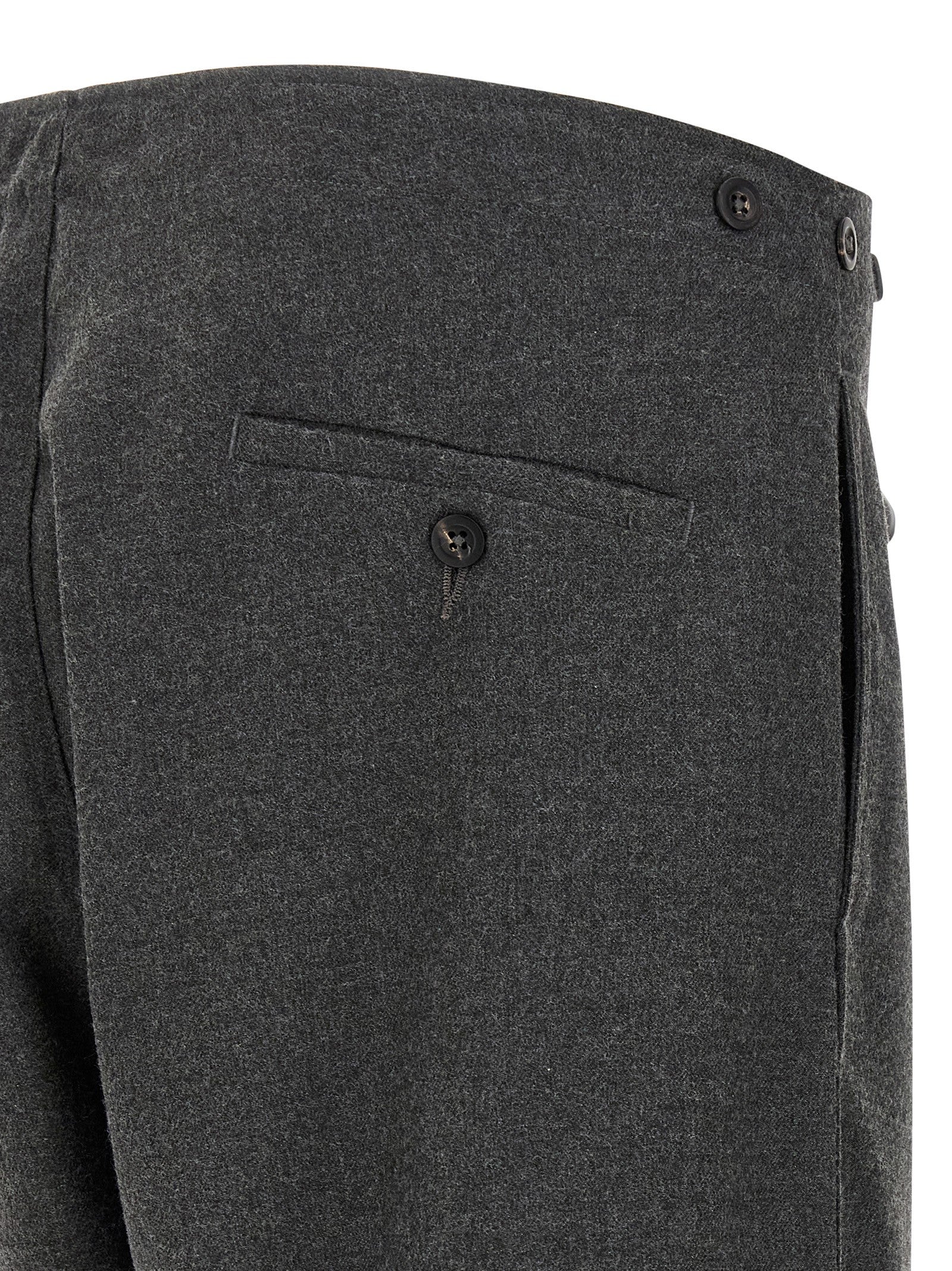 Trousers by CELLAR DOOR for men in polyester & viscose gray presents a perennial silhouette, meticulously tailored with a straight-leg cut, long finish, and an elegant high rise.