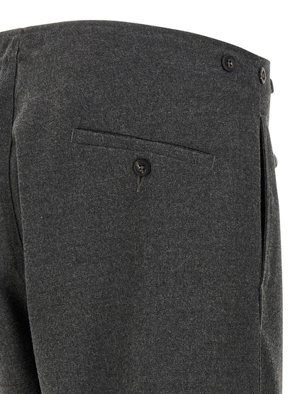 Trousers by CELLAR DOOR for men in polyester & viscose gray presents a perennial silhouette, meticulously tailored with a straight-leg cut, long finish, and an elegant high rise.