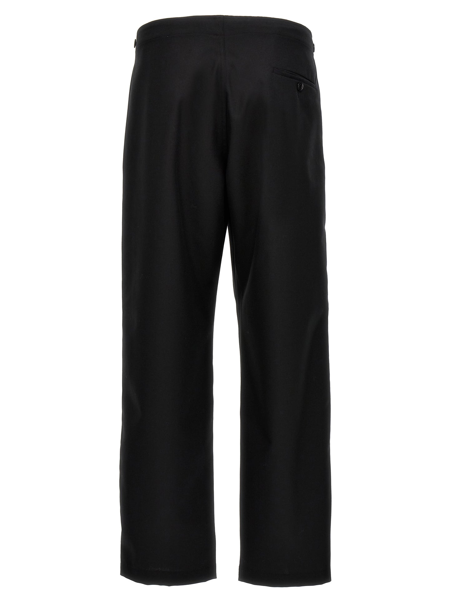 Trousers by CELLAR DOOR for men in polyester viscose wool black features a artisanal silhouette, showcasing a sophisticated straight-leg with a long and high rise for a artisanal finish.