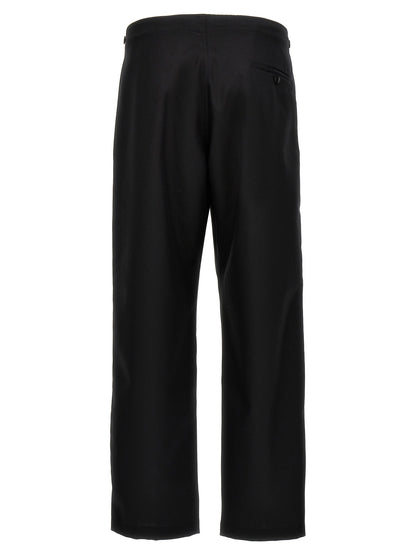 Trousers by CELLAR DOOR for men in polyester viscose wool black features a artisanal silhouette, showcasing a sophisticated straight-leg with a long and high rise for a artisanal finish.