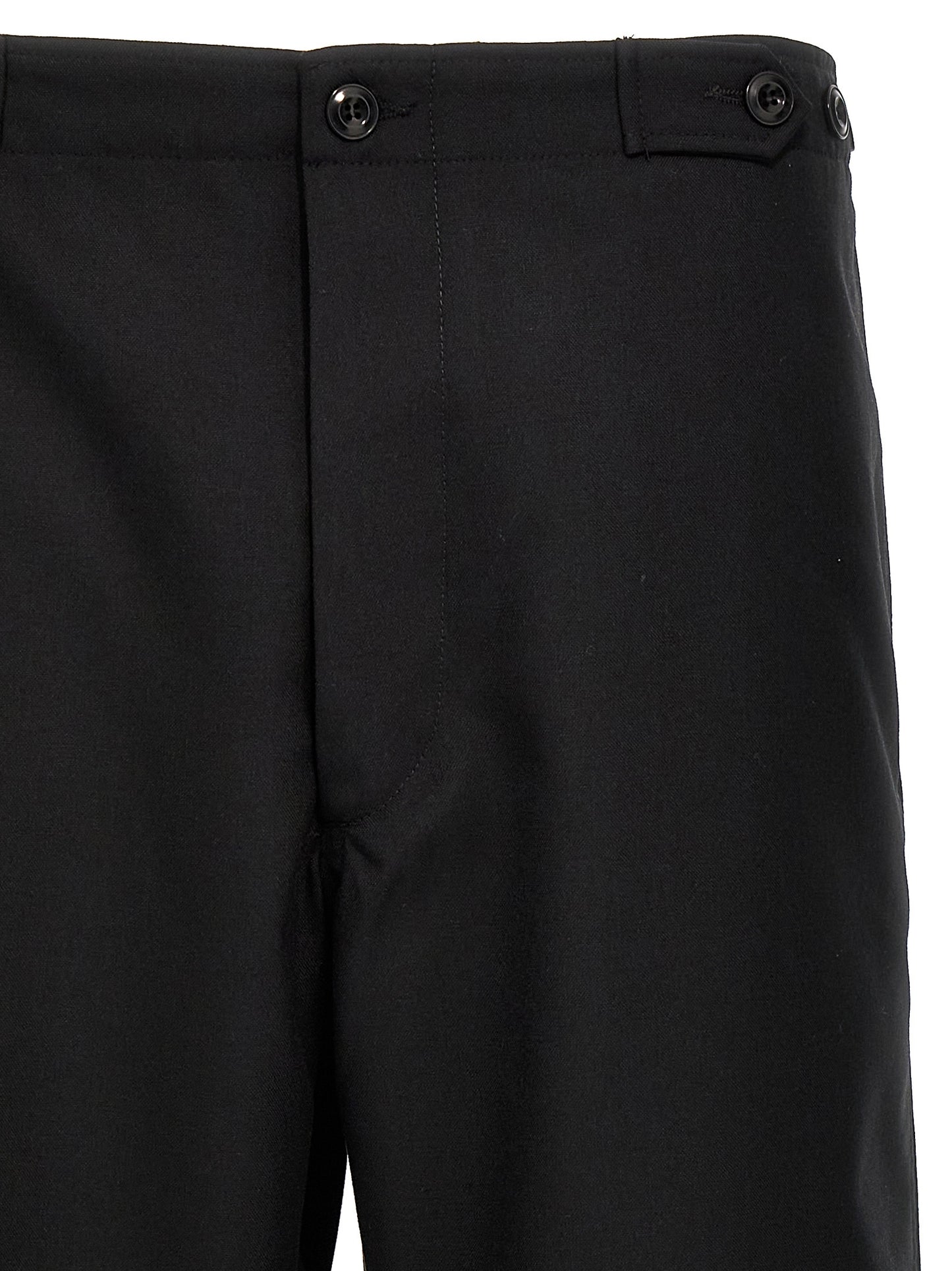 Trousers by CELLAR DOOR for men in polyester viscose wool black features an on trend silhouette, showcasing a sophisticated straight-leg with a long and high rise for an on trend finish.