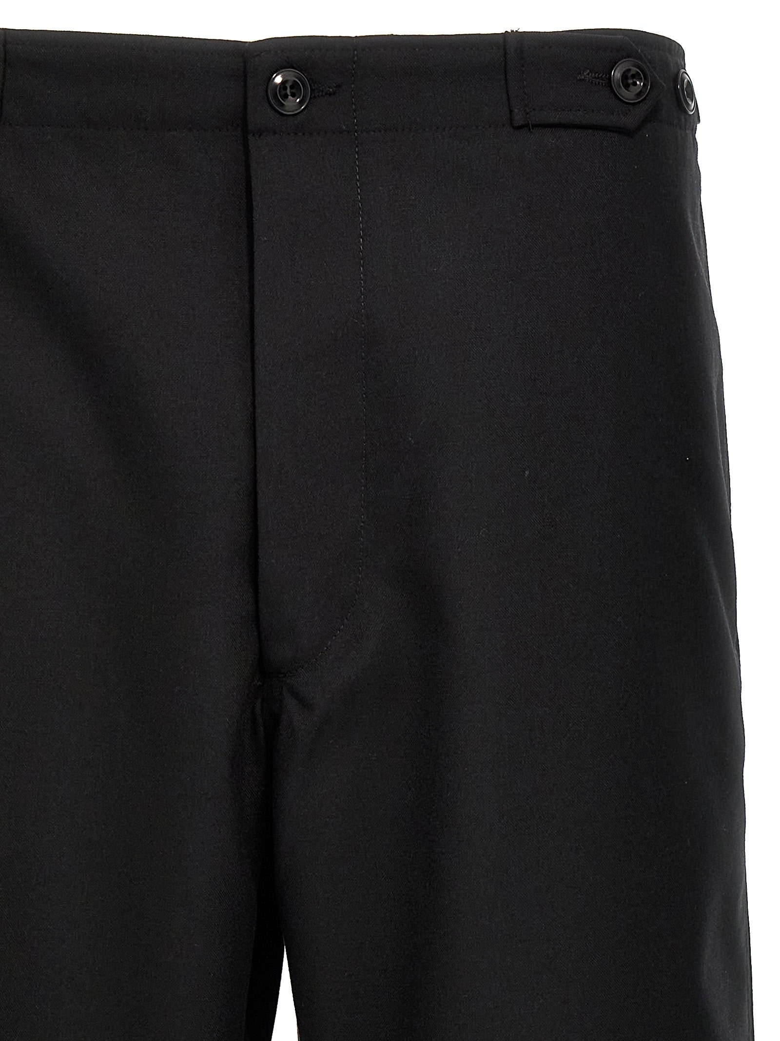 Trousers by CELLAR DOOR for men in polyester viscose wool black features an on trend silhouette, showcasing a sophisticated straight-leg with a long and high rise for an on trend finish.