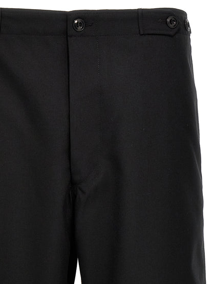 Trousers by CELLAR DOOR for men in polyester viscose wool black features an on trend silhouette, showcasing a sophisticated straight-leg with a long and high rise for an on trend finish.