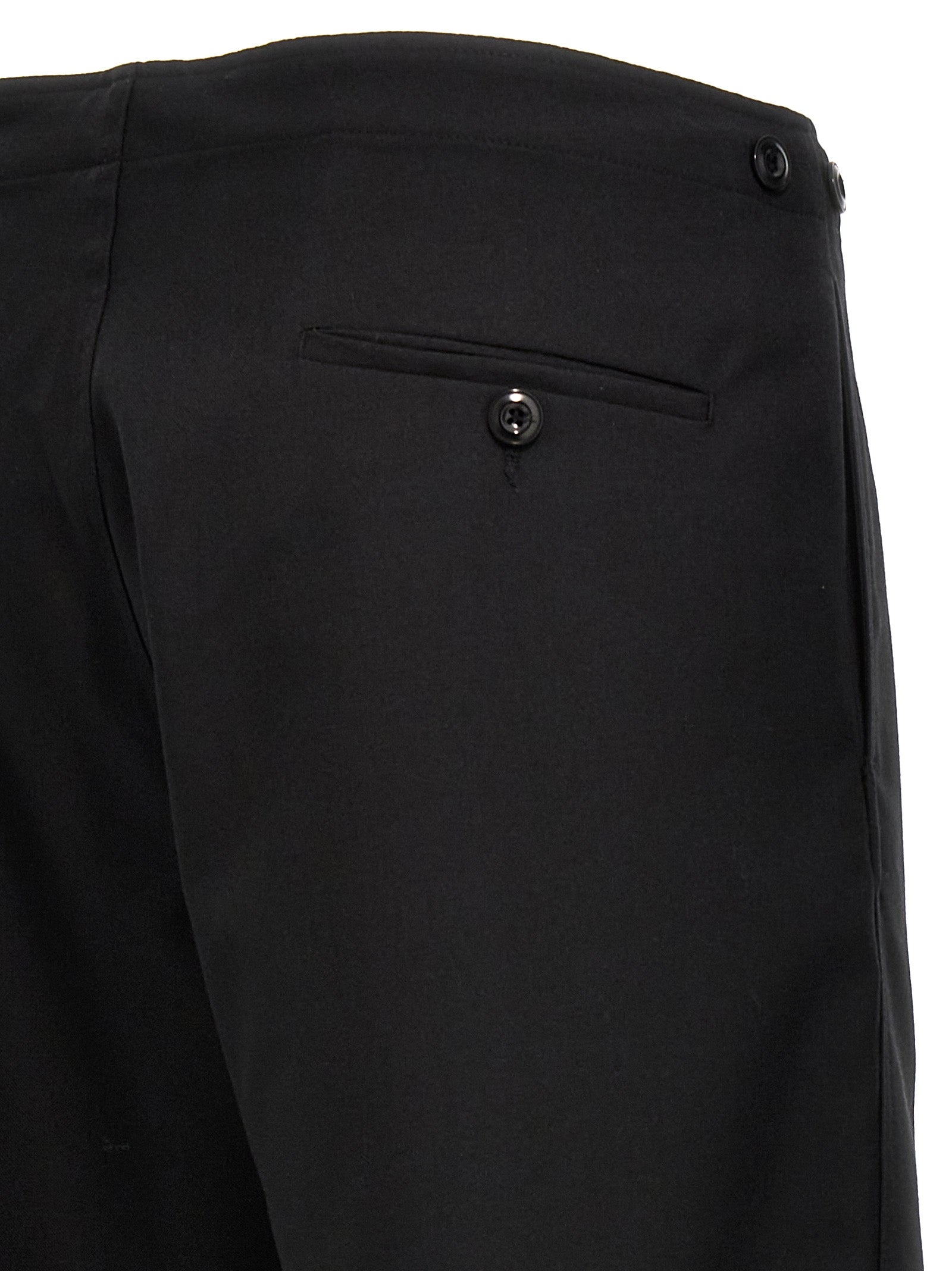Trousers by CELLAR DOOR for men in polyester viscose wool black features an sartorial silhouette, showcasing a precise straight-leg and long with a sartorial high rise for a refined look.