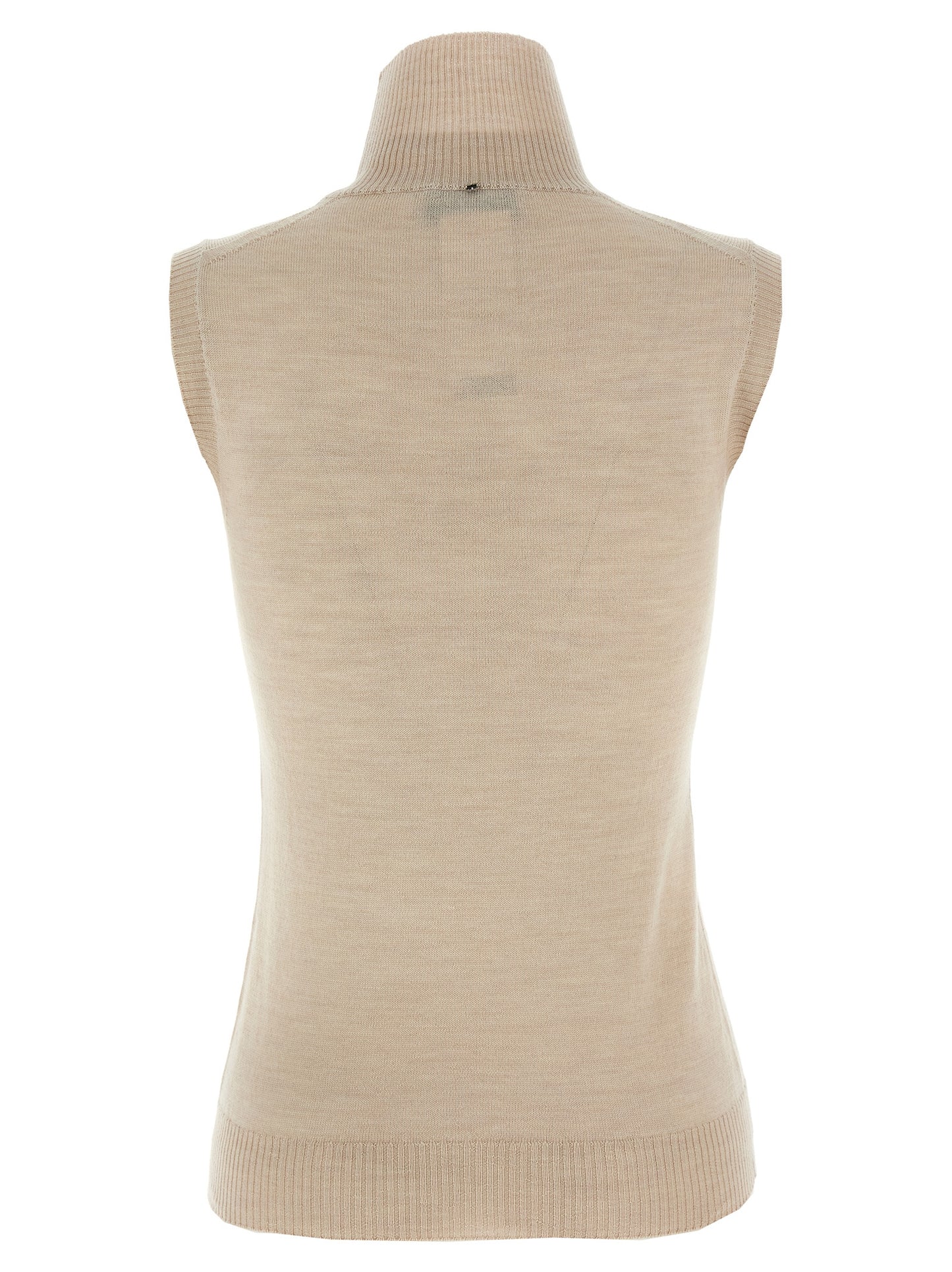 Cardigan by Sportmax for women in virgin wool beige features an impeccable silhouette, showcasing a sophisticated high-neck neckline and detail for a truly impeccable finish.