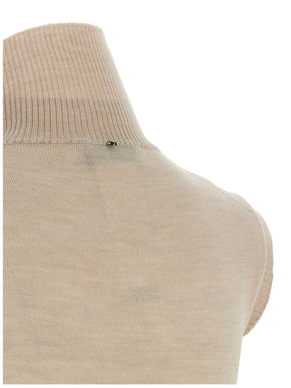 Cardigan by Sportmax for women in virgin wool beige presents a textural silhouette, artfully finished with a textural and for a sophisticated, textural look.