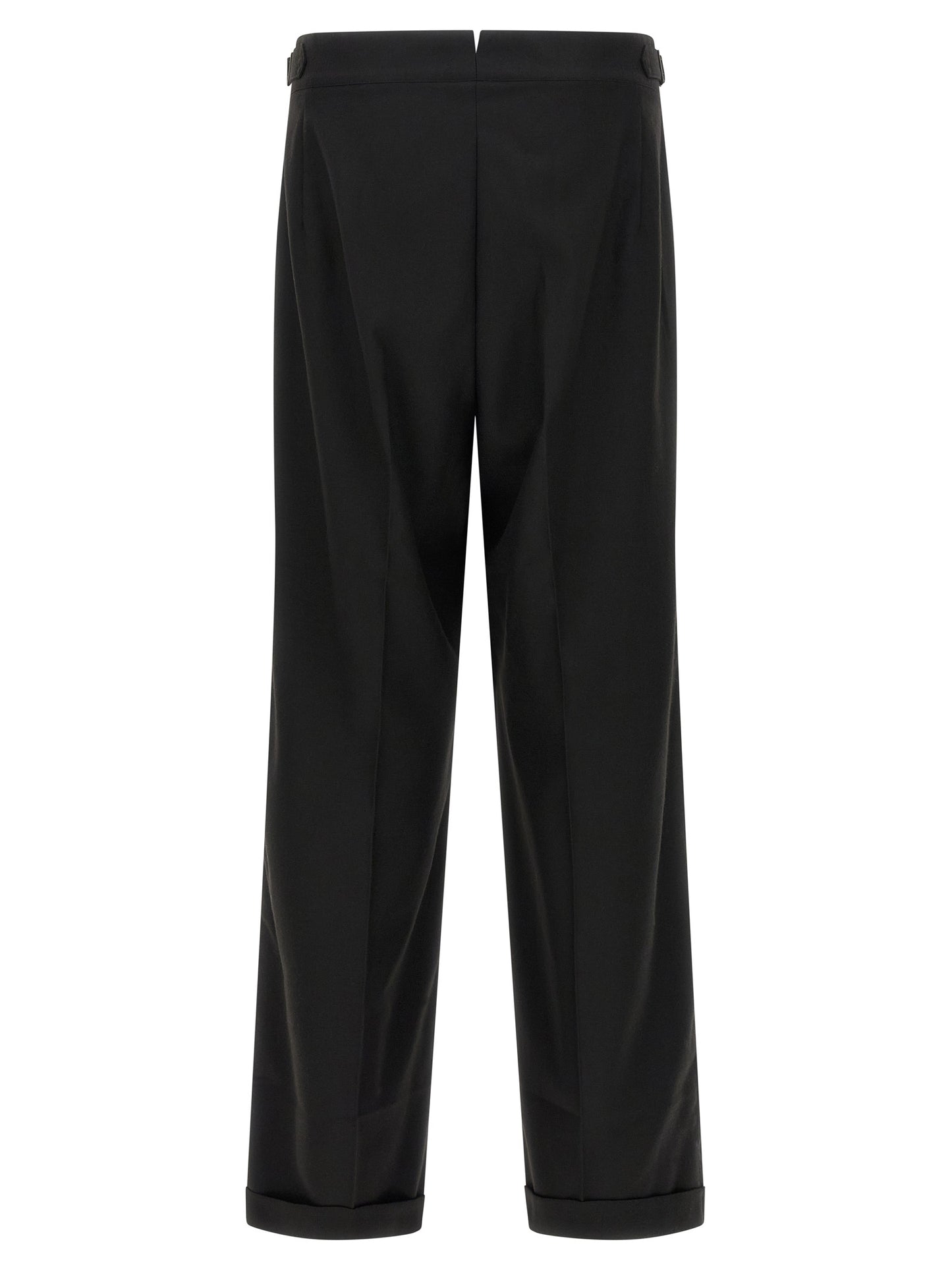 Trousers by CELLAR DOOR for men in polyester & viscose black features a artisanal silhouette, showcasing a sophisticated straight with a long and for a artisanal finish.