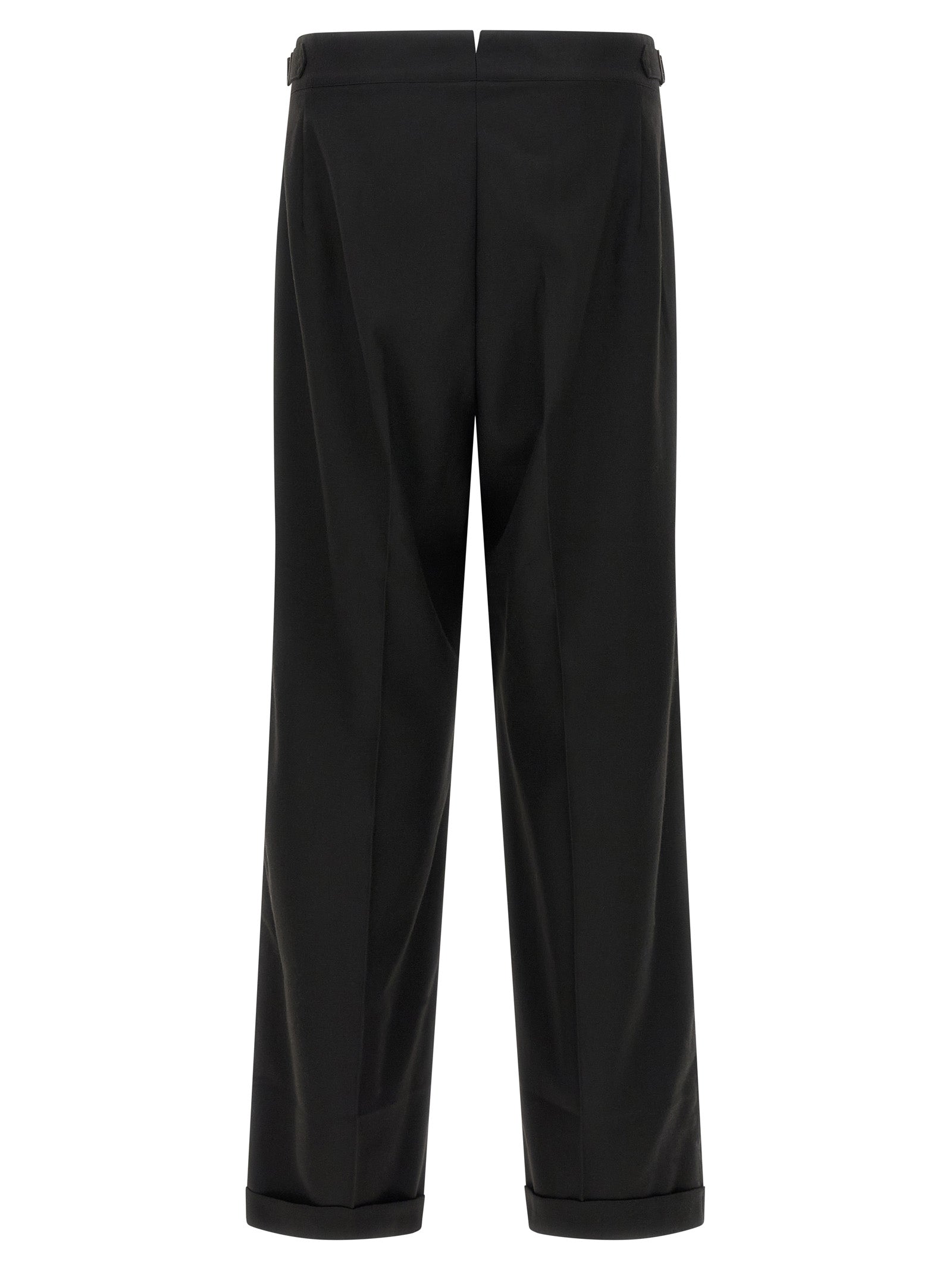 Trousers by CELLAR DOOR for men in polyester & viscose black features a artisanal silhouette, showcasing a sophisticated straight with a long and for a artisanal finish.